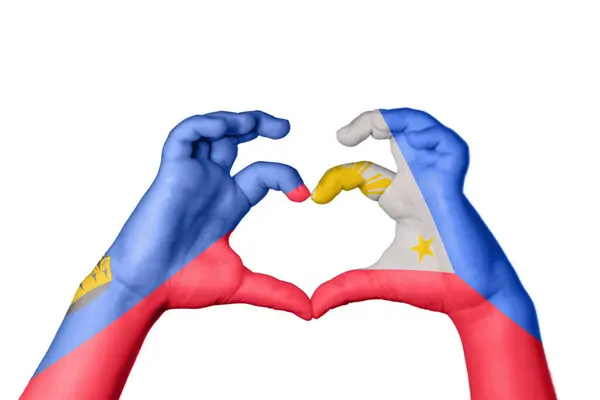 Liechtenstein Philippines Heart Hand Gesture Making Heart Clipping Path — Stock Photo, Image