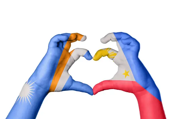 Marshall Islands Philippines Heart Χέρι Χειρονομία Καθιστώντας Την Καρδιά Κλίπινγκ — Φωτογραφία Αρχείου