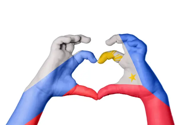 Russia Philippines Heart Hand Gesture Making Heart Clipping Path — Stock Photo, Image
