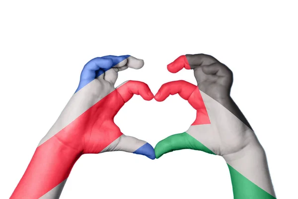 Costa Rica Palestine Heart Gesto Mão Fazendo Coração Clipping Path — Fotografia de Stock