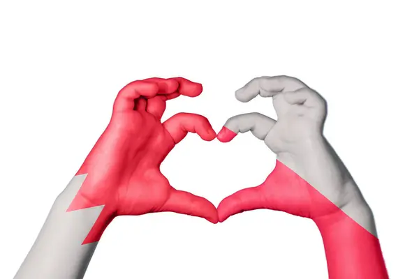 Бахрейн Польша Сердце Жест Делающий Сердце Отрезание Путь — стоковое фото
