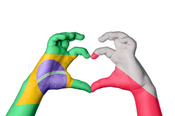 Brazylia Serce Gest Ręczny Serca Ścieżka Klipu — Zdjęcie stockowe