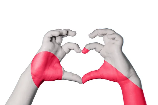 Japan Polen Herz Handbewegung Die Herz Macht Clipping Path — Stockfoto
