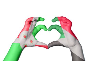 Burundi Sudan Heart, el hareketi kalp yapma, kırpma yolu.