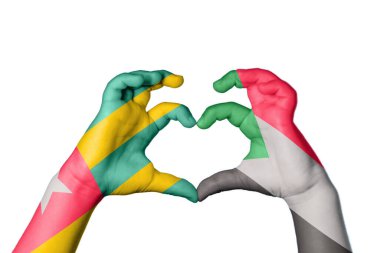 Togo Sudan Heart, el hareketi kalp yapma, kırpma yolu.