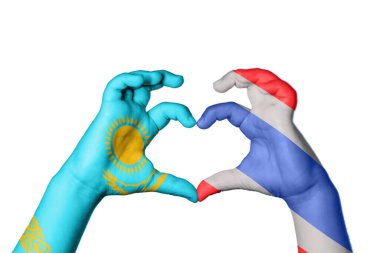 Kazakistan Tayland kalbi, el hareketi kalp yapma, kırpma yolu.