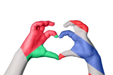 Madagaskar Tayland kalbi, el hareketi kalp yapma, kırpma yolu.