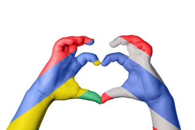 Mauritius Tayland kalbi, el hareketi kalp yapma, kırpma yolu.