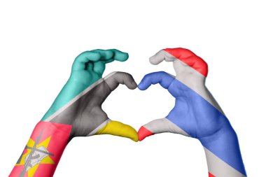 Mozambik Tayland kalbi, el hareketi kalp yapma, kırpma yolu.