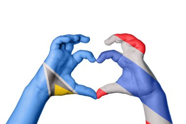 Saint Lucia Tayland kalbi, el hareketi kalp yapma, kırpma yolu