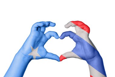 Somali Tayland kalbi, el hareketi kalp yapma, kırpma yolu.