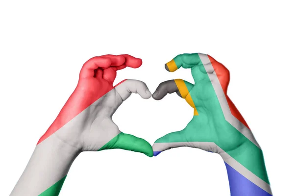 匈牙利南非心脏 手举着手制造心脏 收割路径 — 图库照片