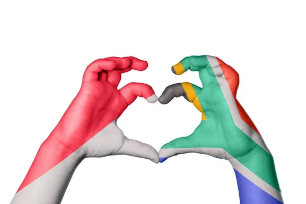 印度尼西亚南非心脏 手举着手制造心脏 收割路径 — 图库照片