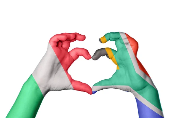 Італія Південно Африканське Серце Жест Рук Робить Серце Відсічний Контур — стокове фото
