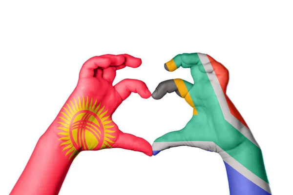 Kyrgyzstan South Africa Heart Hand Gesture Making Heart Clipping Path — Stock Photo, Image