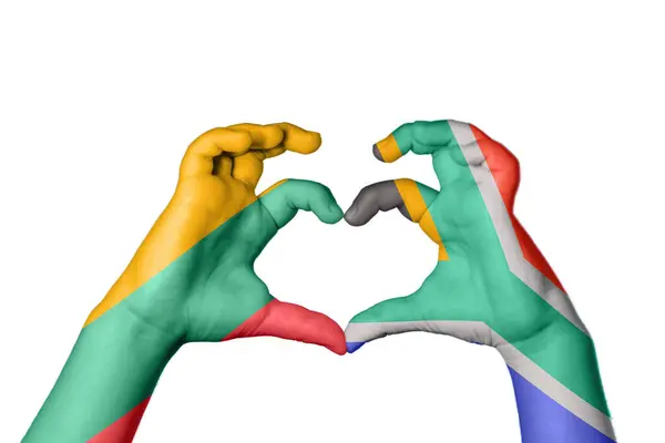 Литва Південно Африканське Серце Жест Рук Робить Серце Відсічний Контур — стокове фото