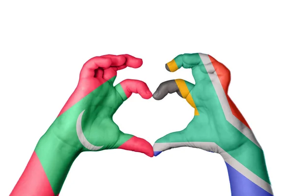 Maldives South Africa Heart Hand Gesture Making Heart Clipping Path — Stock Photo, Image
