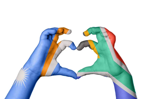 Marshall Islands South Africa Heart Hand Gesture Making Heart Clipping — Stock Photo, Image
