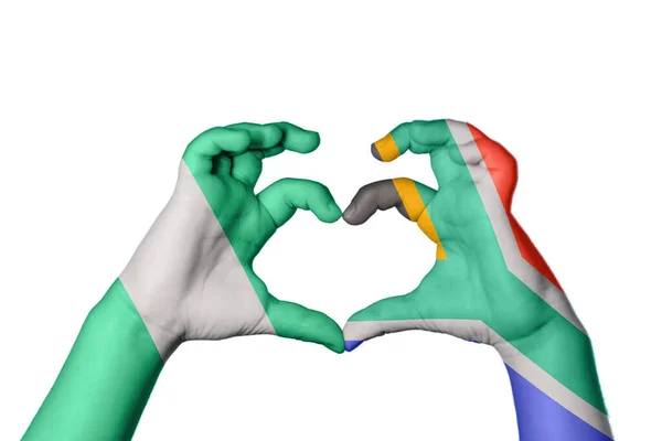 Nigeria Sydafrika Hjärta Hand Gest Att Göra Hjärta Klippning Vägen — Stockfoto