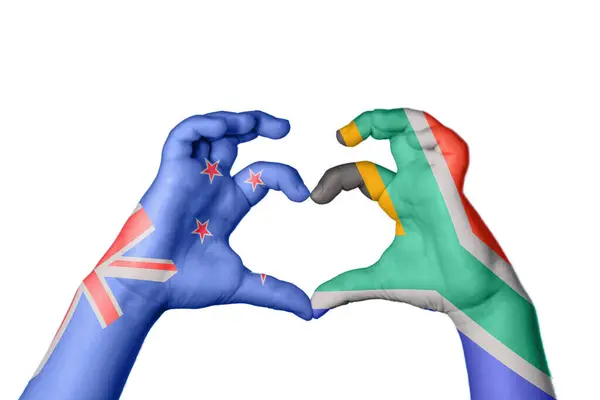 Zéland Dél Afrika Szív Kézmozdulatkészítés Szív Vágási Útvonal — Stock Fotó