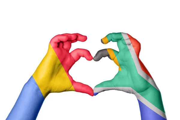 Románia Dél Afrika Szív Kézmozdulatok Készítése Szív Vágási Útvonal — Stock Fotó