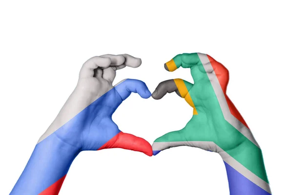 Russland Südafrika Herz Handbewegung Die Herz Macht Clipping Path — Stockfoto