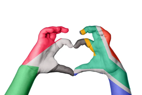 Судан Південно Африканське Серце Жест Рук Робить Серце Відсічний Контур — стокове фото