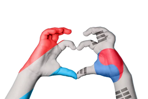 Λουξεμβούργο Νότια Κορέα Καρδιά Χειρονομία Χέρι Καθιστώντας Την Καρδιά Ψαλιδίζοντας — Φωτογραφία Αρχείου