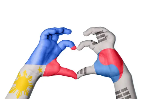 Φιλιππίνες Νότια Κορέα Καρδιά Χέρι Χειρονομία Κάνοντας Καρδιά Ψαλίδισμα Μονοπάτι — Φωτογραφία Αρχείου