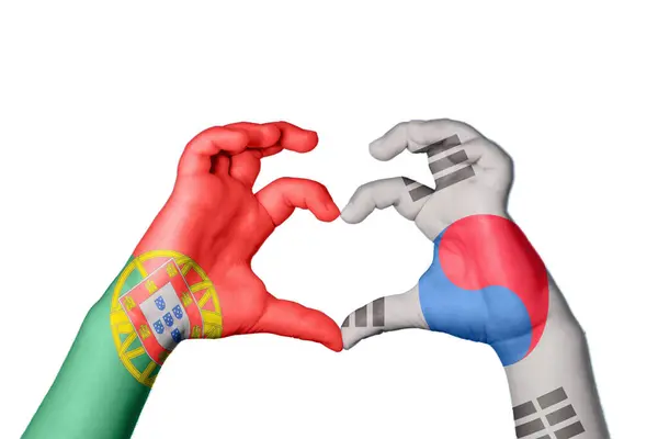 Portugal Südkorea Herz Handbewegung Die Herz Macht Clipping Path — Stockfoto