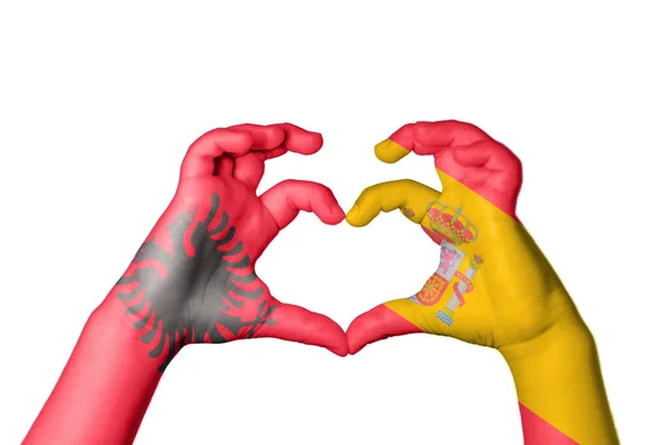 Albanien Spanien Herz Handbewegung Die Herz Macht Clipping Path — Stockfoto