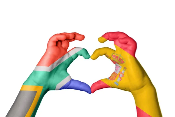 Південна Африка Іспанія Серце Жест Рук Робить Серце Відсікаючий Контур — стокове фото