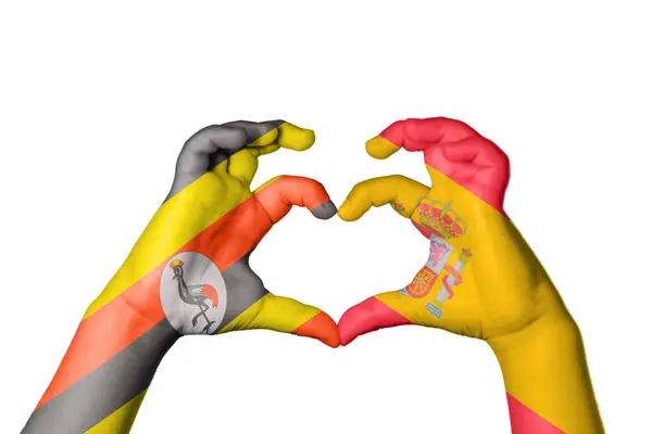 Uganda Hiszpania Serce Gest Ręczny Serca Ścieżka Klipu — Zdjęcie stockowe