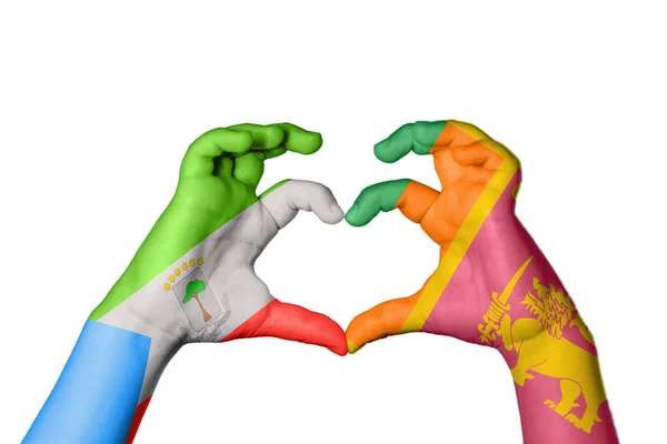 Equatorial Guinea Sri Lanka Heart Hand Gesture Making Heart Clipping — Stock Photo, Image