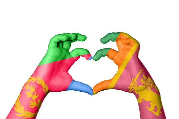 Eritrea Srí Lanka Szív Kézmozdulatok Készítése Szív Vágási Útvonal — Stock Fotó