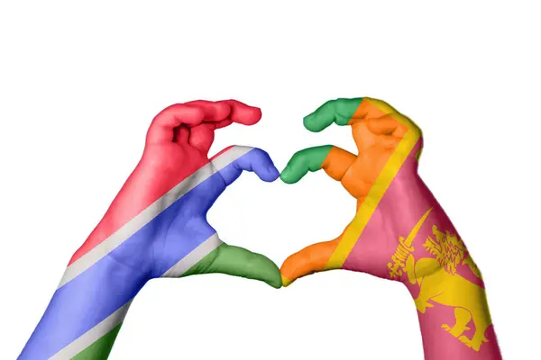 Gambia Sri Lanka Heart Hand Gesture Making Heart Clipping Path — Stock Photo, Image