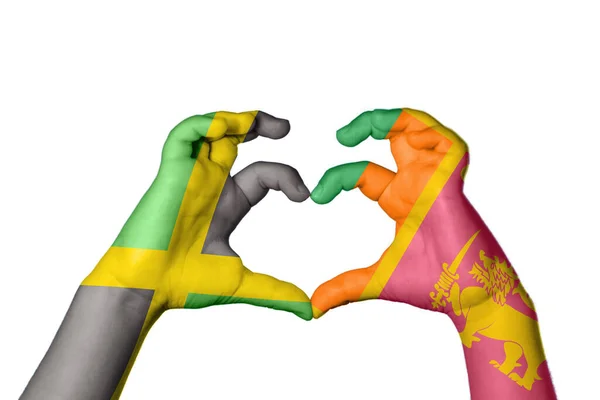 Jamaica Sri Lanka Szív Kézmozdulatok Készítése Szív Vágási Útvonal — Stock Fotó