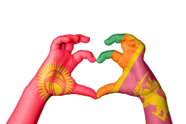 Kyrgyzstan Sri Lanka Heart Hand Gesture Making Heart Clipping Path — Stock Photo, Image