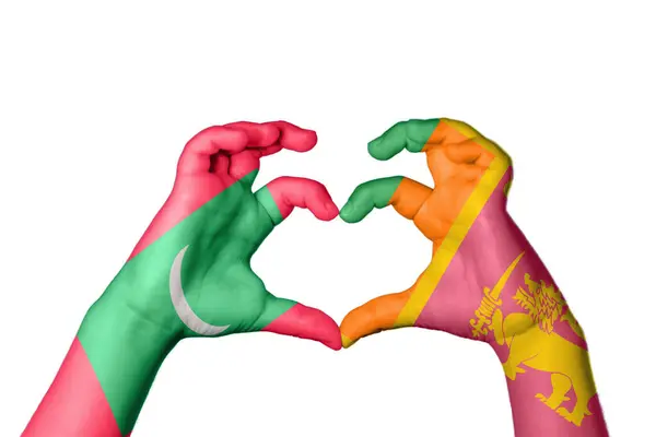 马尔代夫Sri Lanka Heart Hand Gesture Making Heart Clipping Path — 图库照片