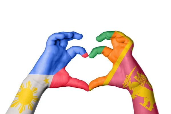 Φιλιππίνες Σρι Λάνκα Καρδιά Χειρονομία Χέρι Κάνοντας Καρδιά Ψαλιδίζοντας Διαδρομή — Φωτογραφία Αρχείου