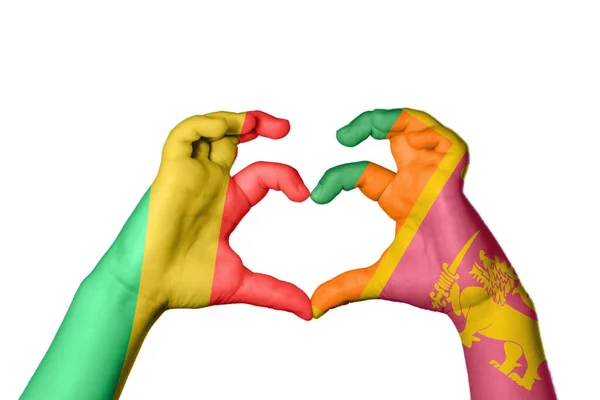 Republic Congo Sri Lanka Heart Hand Gesture Making Heart Clipping — Stock Photo, Image