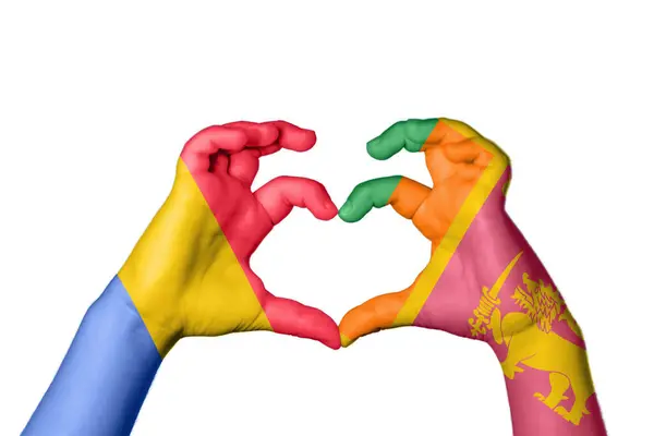 Rumunsko Srí Lanka Srdce Ruka Gesto Dělat Srdce Ořezávání Stezka — Stock fotografie