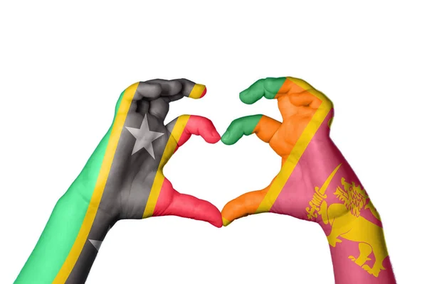 Saint Kitts Nevis Sri Lanka Szív Kézmozdulatok Készítése Szív Vágási — Stock Fotó