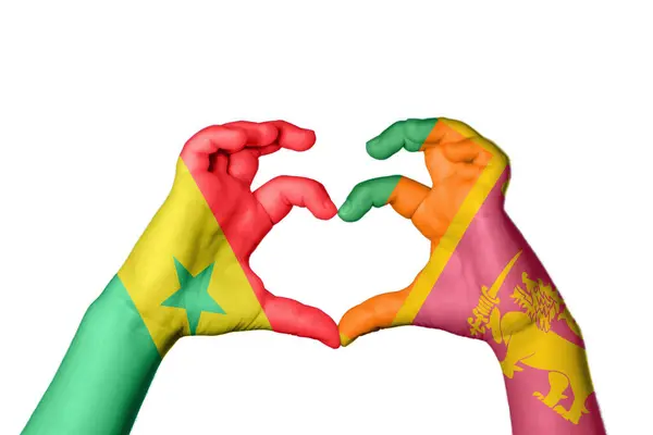 Senegal Sri Lanka Hart Handgebaar Maken Hart Knippad — Stockfoto