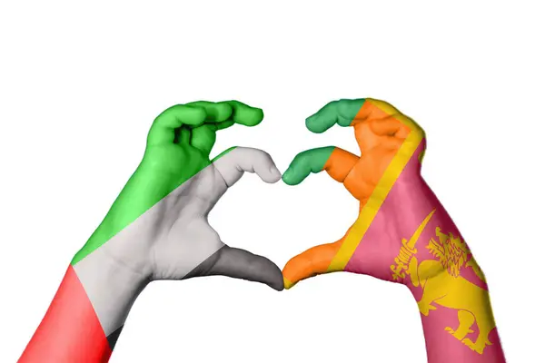 Émirats Arabes Unis Sri Lanka Coeur Geste Main Faisant Coeur — Photo