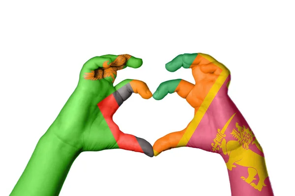 赞比亚Sri Lanka Heart Hand Gesture Making Heart Clipping Path — 图库照片