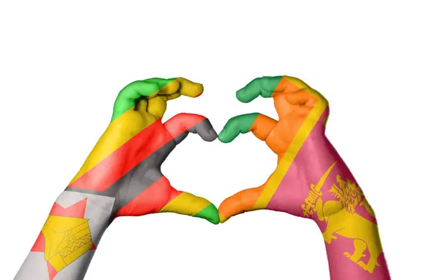 津巴布韦Sri Lanka Heart Hand Gesture Making Heart Clipping Path — 图库照片