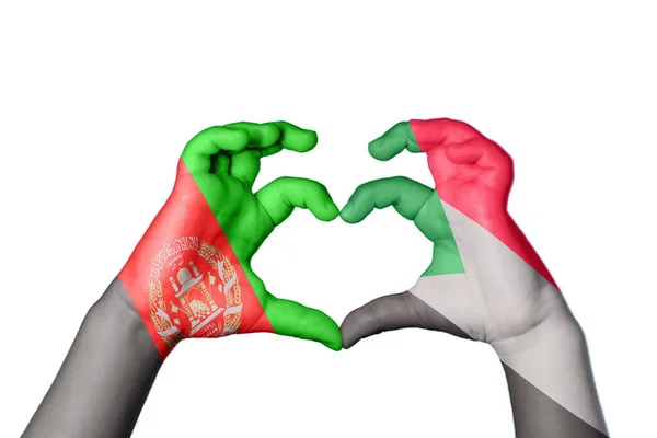 Afghanistan Soudan Cœur Geste Main Faisant Cœur Sentier Coupure — Photo