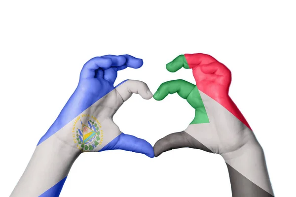 Salvador Sudan Heart Hand Gesture Making Heart Clipping Path — Stock Photo, Image