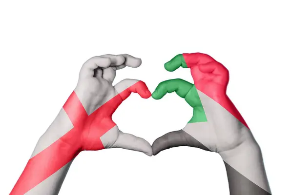 Anglia Sudan Serce Ręczny Gest Serca Ścieżka Wycinania — Zdjęcie stockowe
